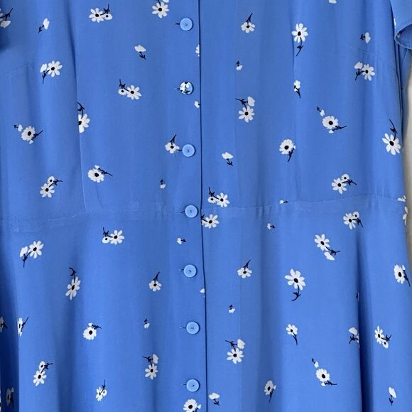 Talbots 12 Floral Blue Flowy Button Down Shirt Chiffon Maxi Dress - Picture 10 of 10